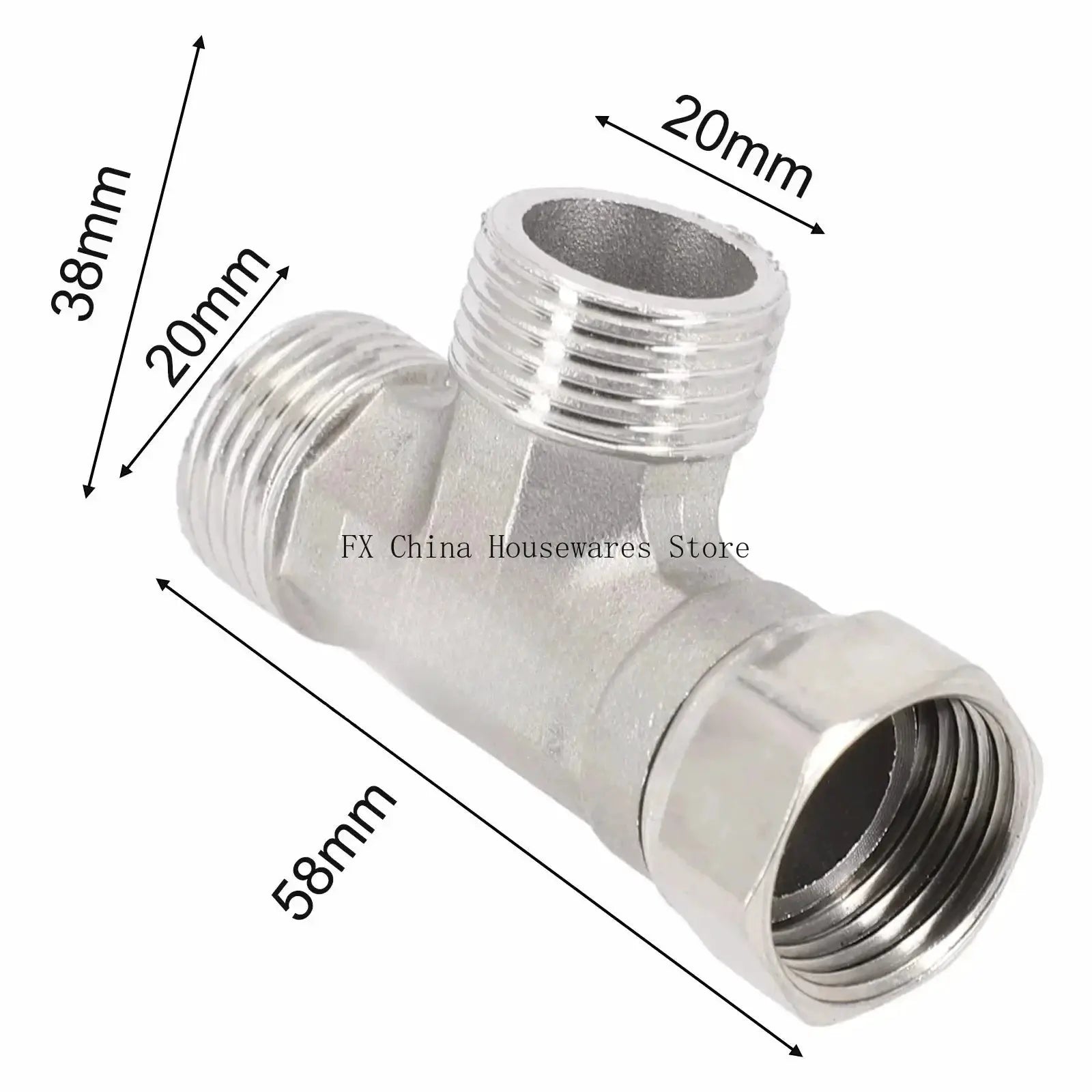 G One Half Inch 3 Way T Adapter For Bathroom Shower Water Splitter Toilet Valve Stainless Steel