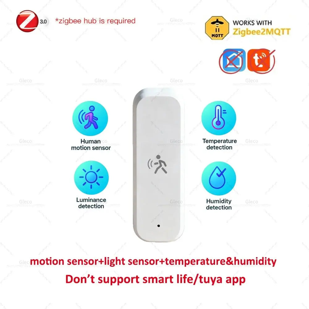 Simples Market Zigbee 3.0 PIR motion sensor with temperature, humidity and illuminance monitor, white