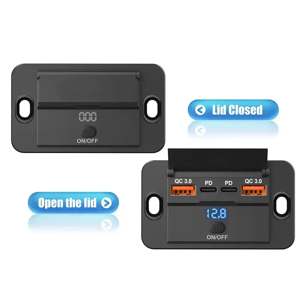 Car Charger Socket Adapter With Switch 2-4 Ports Charging Splitter For Bus RV ATV Truck Boat 12V 24V PD QC3