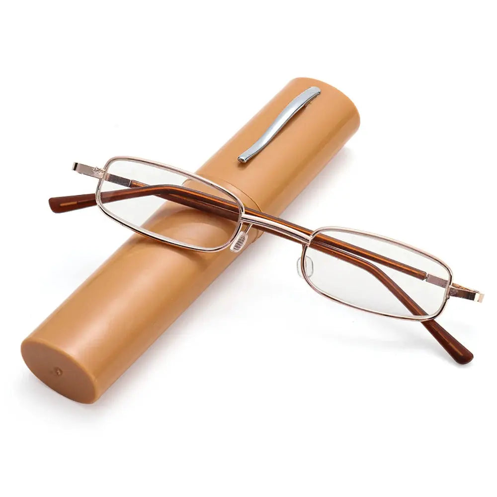 Elegant Reading Glasses Metal Frame Ultra Thin Design Lightweight Portable Mini Eyewear For Men And Women With Case