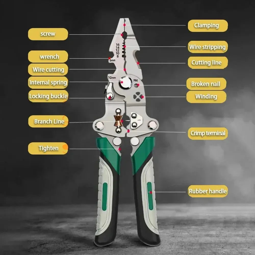 Foldable Wire Stripper With Pulley Design For Electricians Multitool Wire Winding And Crimping Pliers Hand Tool