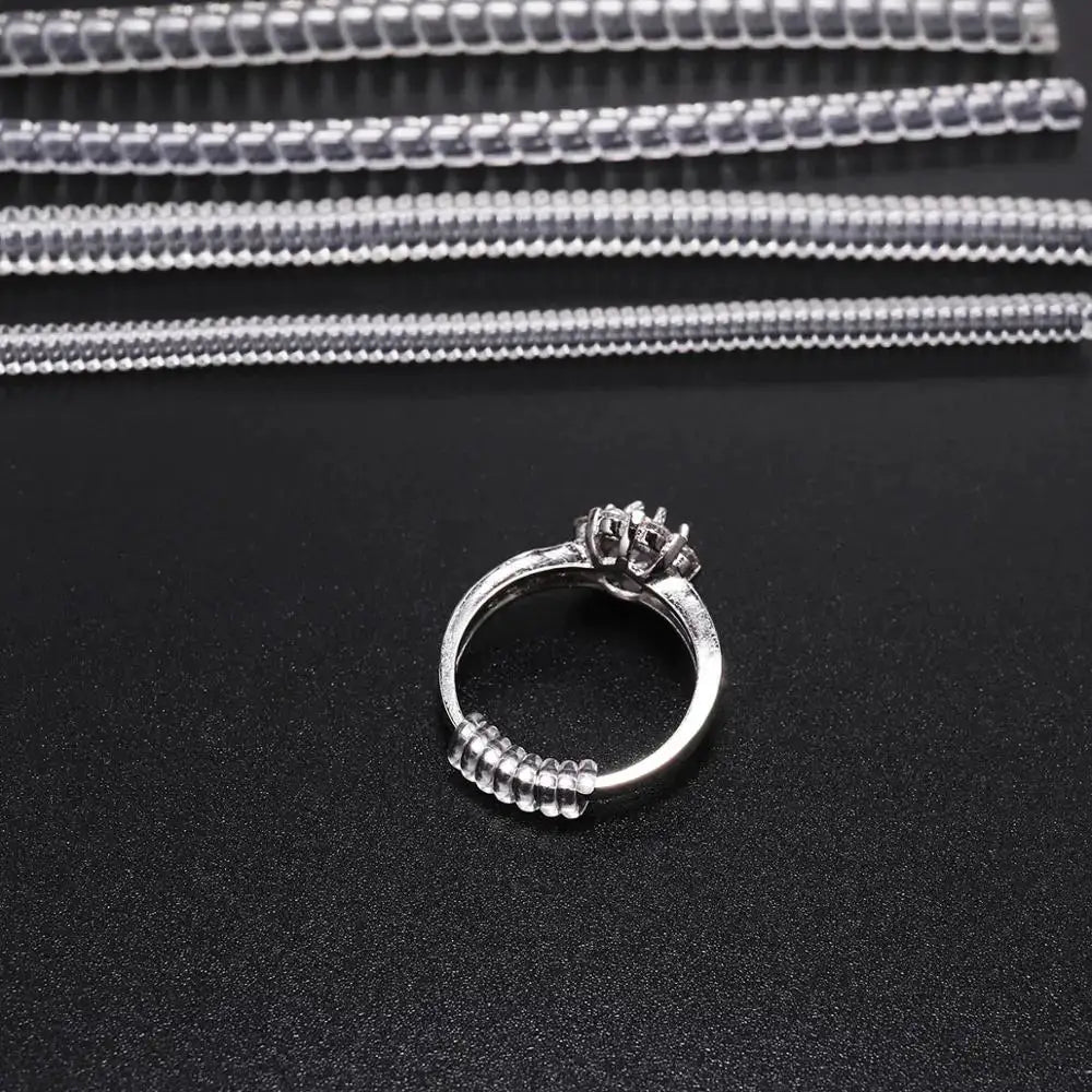 4 Pieces Transparent Spiral Ring Size Adjuster Tools Set For Jewelry Making Spring Coil Guard Tightener Reducer