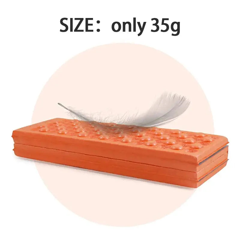 Orange camping foam pad, waterproof seat for picnic and hiking, 35g