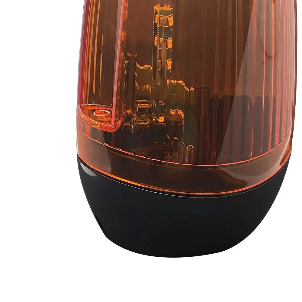 Gate flashing LED lamp with amber orange lens and black base