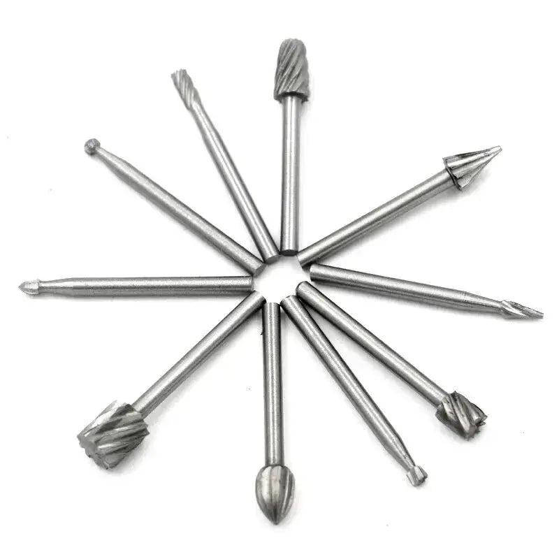 10 Piece HSS Woodworking Rotary File Set Handmade For DIY Engraving Milling Grinding High Speed Steel