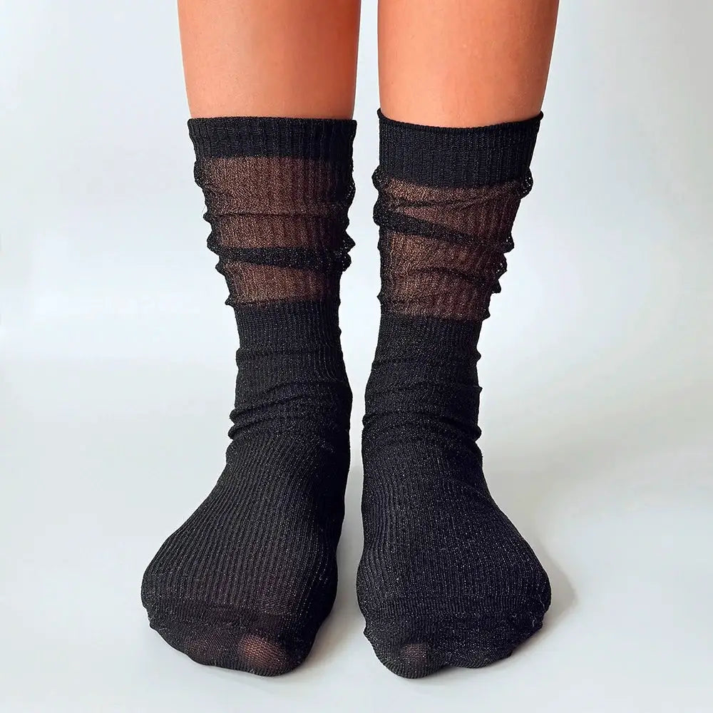 Korean Style Womens Thin Sheer Summer Socks Breathable Lightweight Silk Shine for Luxury Comfort
