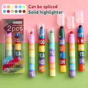 12-color splicing highlighter pen set by Simples Market; rainbow stacked barrels
