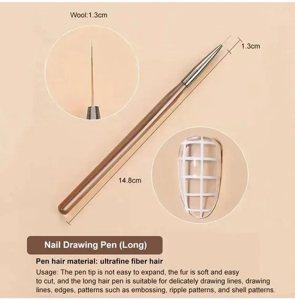 NailCraft 9 Piece Nail Brush Set Liner DIY Painting Pen Set Durable Acrylic Brushes For Precise Nail Art
