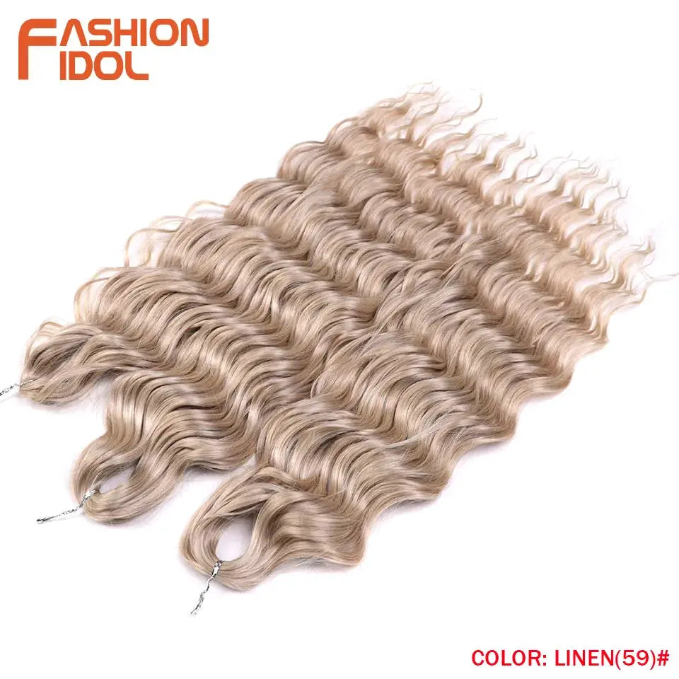Anna 24in synthetic water-wave braiding hair extensions, linen blonde ombre, Fashion Idol