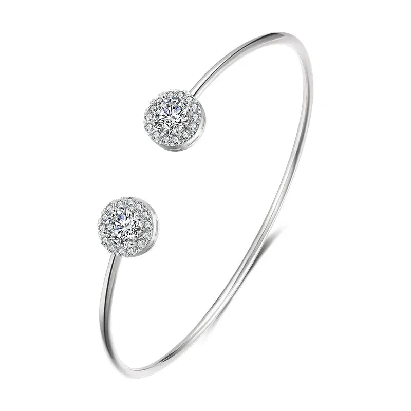 Luxury Geometry Gold Color Cuff Bangles For Women With Cubic Zirconia Bracelets For Party And Everyday Wear