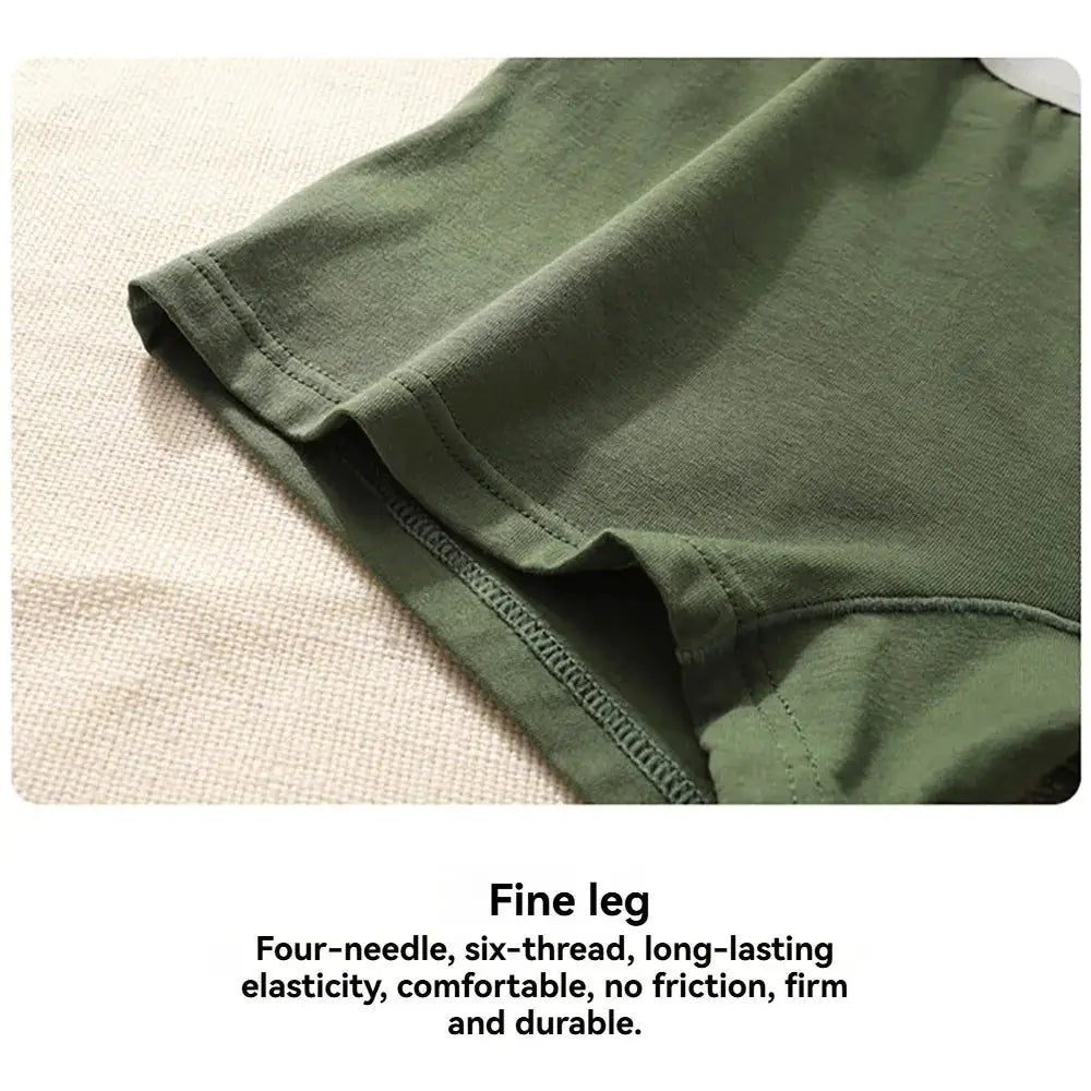 Women's olive green cotton panties with fine-leg cut and reinforced stitching