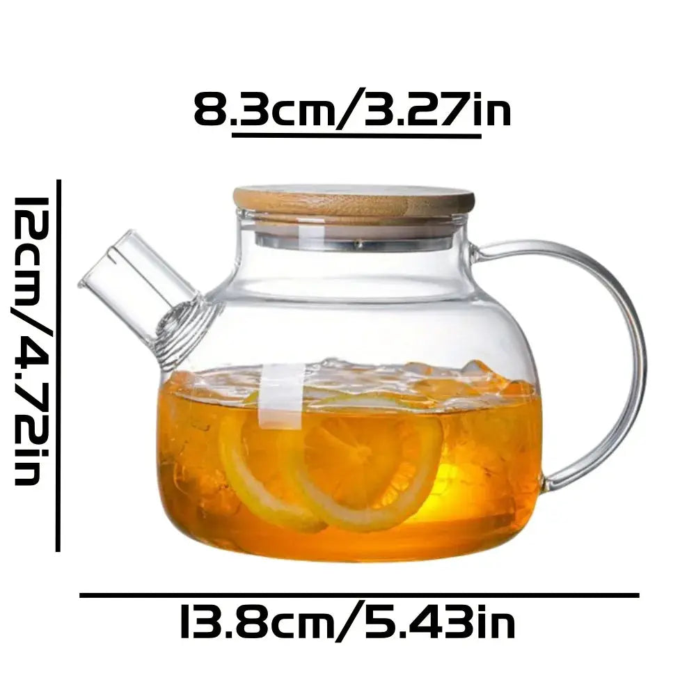 ClearView Glass Teapot 1.8L Large Capacity High Temperature Resistant for Steamed Juice Fruit Infusions and Iced Tea