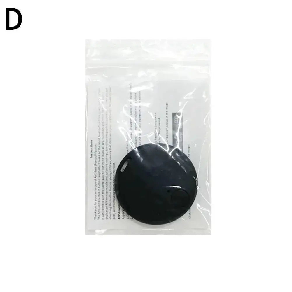 Cat Dog GPS Bluetooth 5.0 tracker, round black anti-lost device in plastic packaging