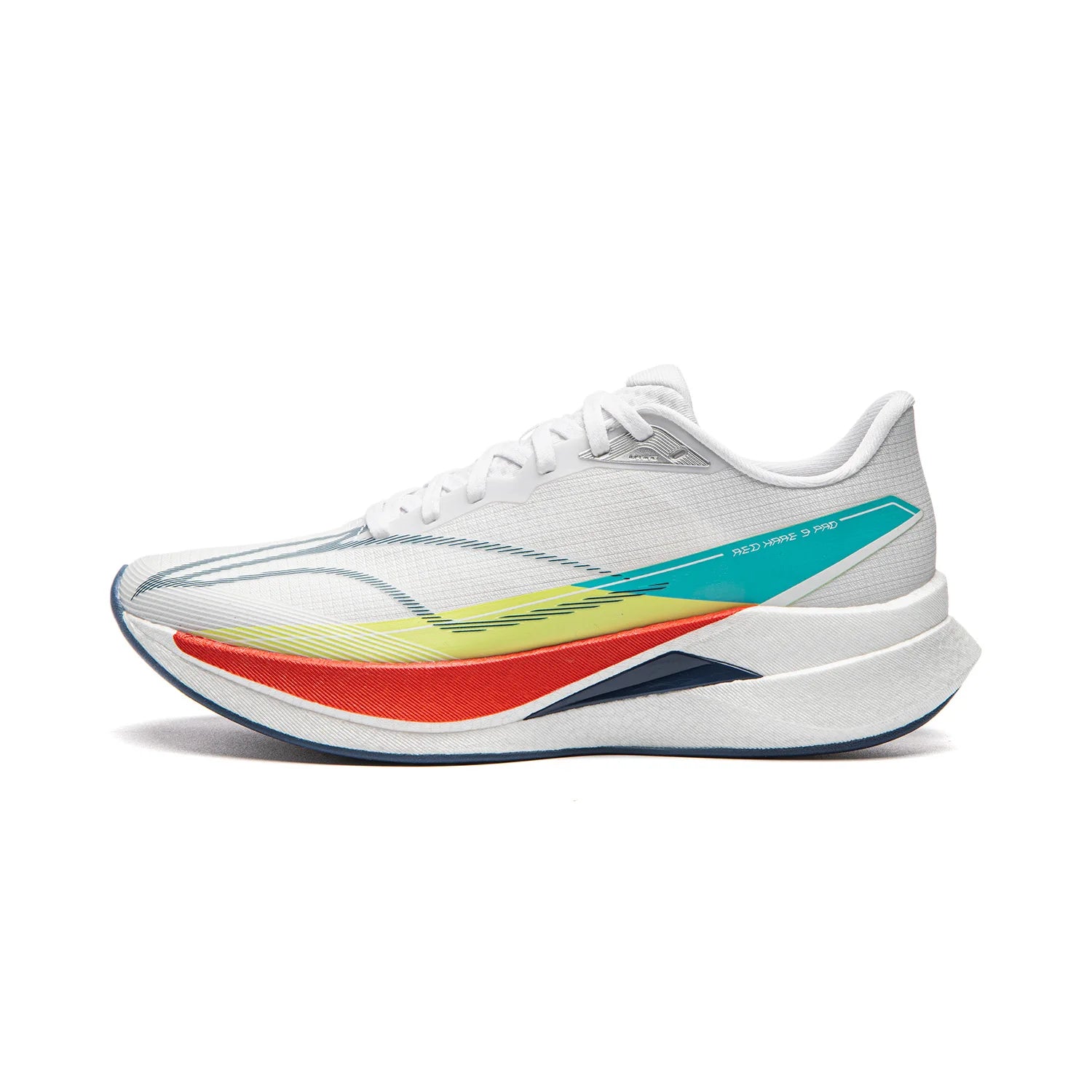 Li-Ning Red Hare 9 Pro racing running shoe, white with teal and lime accents