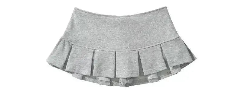 Mooyufon Fabric Y2K mini skirt for women, light grey pleated A-line skirt