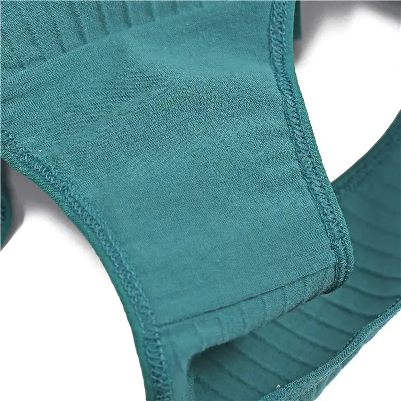 FINETOO women's cotton panties, Simples Market 6-piece teal briefs set, soft stretchy undergarments
