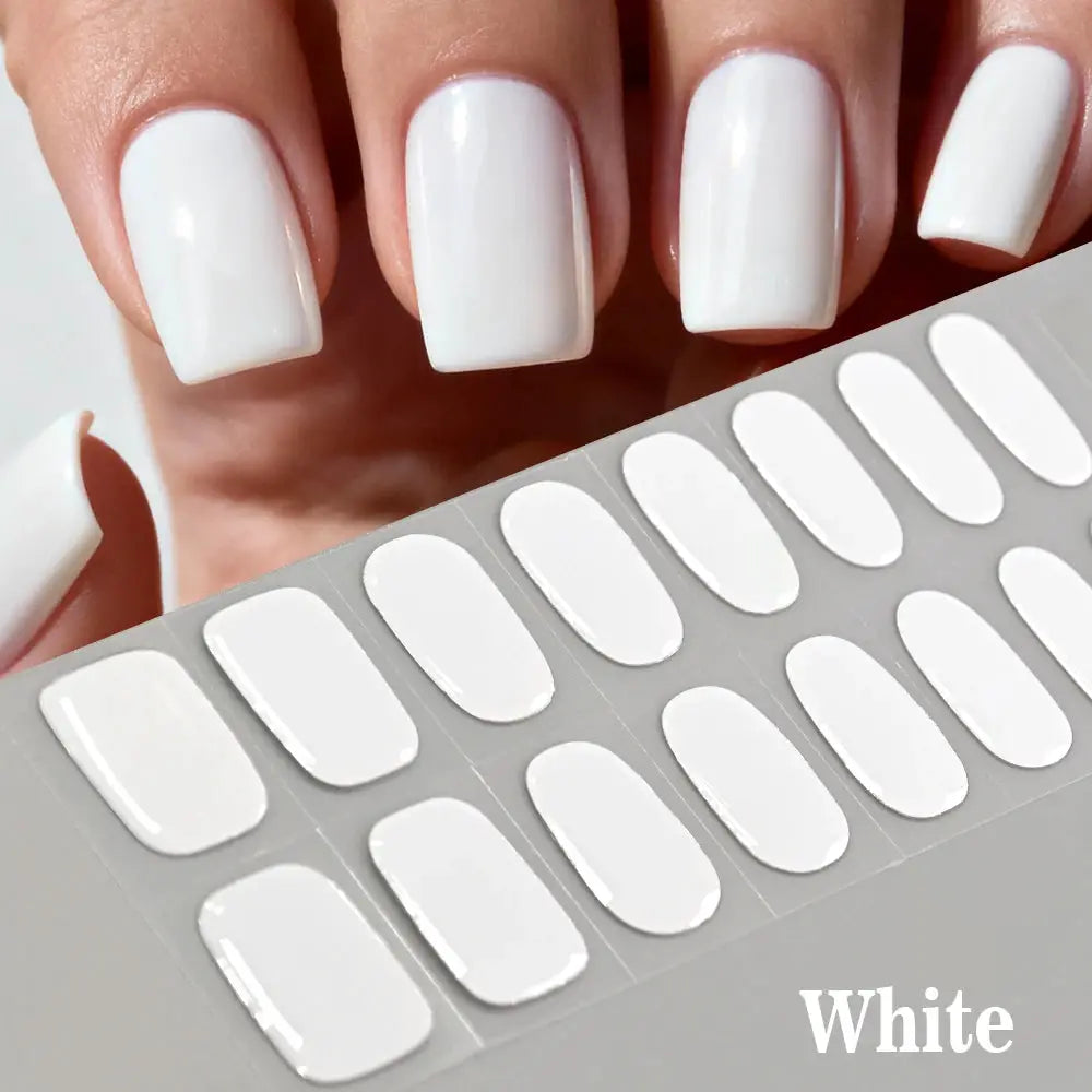 White 16-tip full-cover nail stickers sheet for French manicure