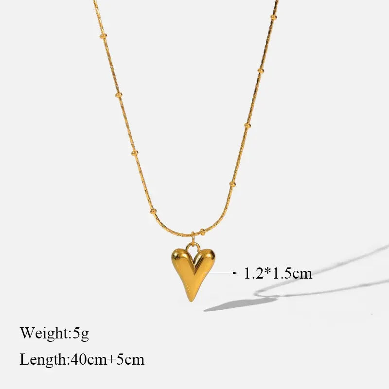 EILIECK 316L Stainless Steel Heart Pendant Necklace For Women Waterproof Choker Jewelry Gifts Girls