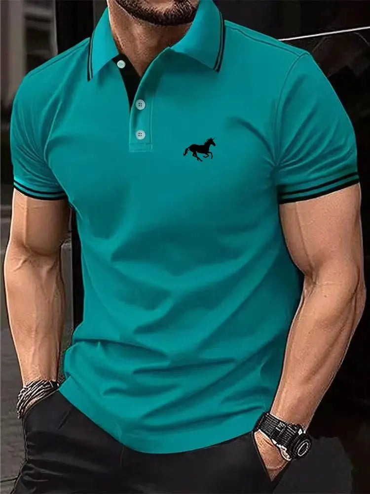 Men's Short Sleeve Polo Shirt Button Lapel Casual Summer Top Polyester Breathable Comfort Size S3XL