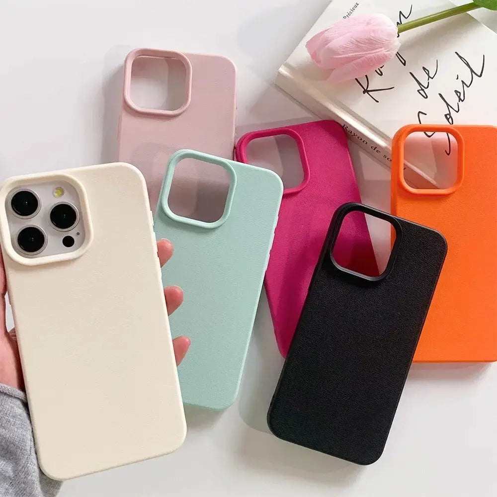 Leather Phone Case For iPhone 11 Through 17 Pro Max And iPhone Air Soft TPU Shockproof Funda Cover