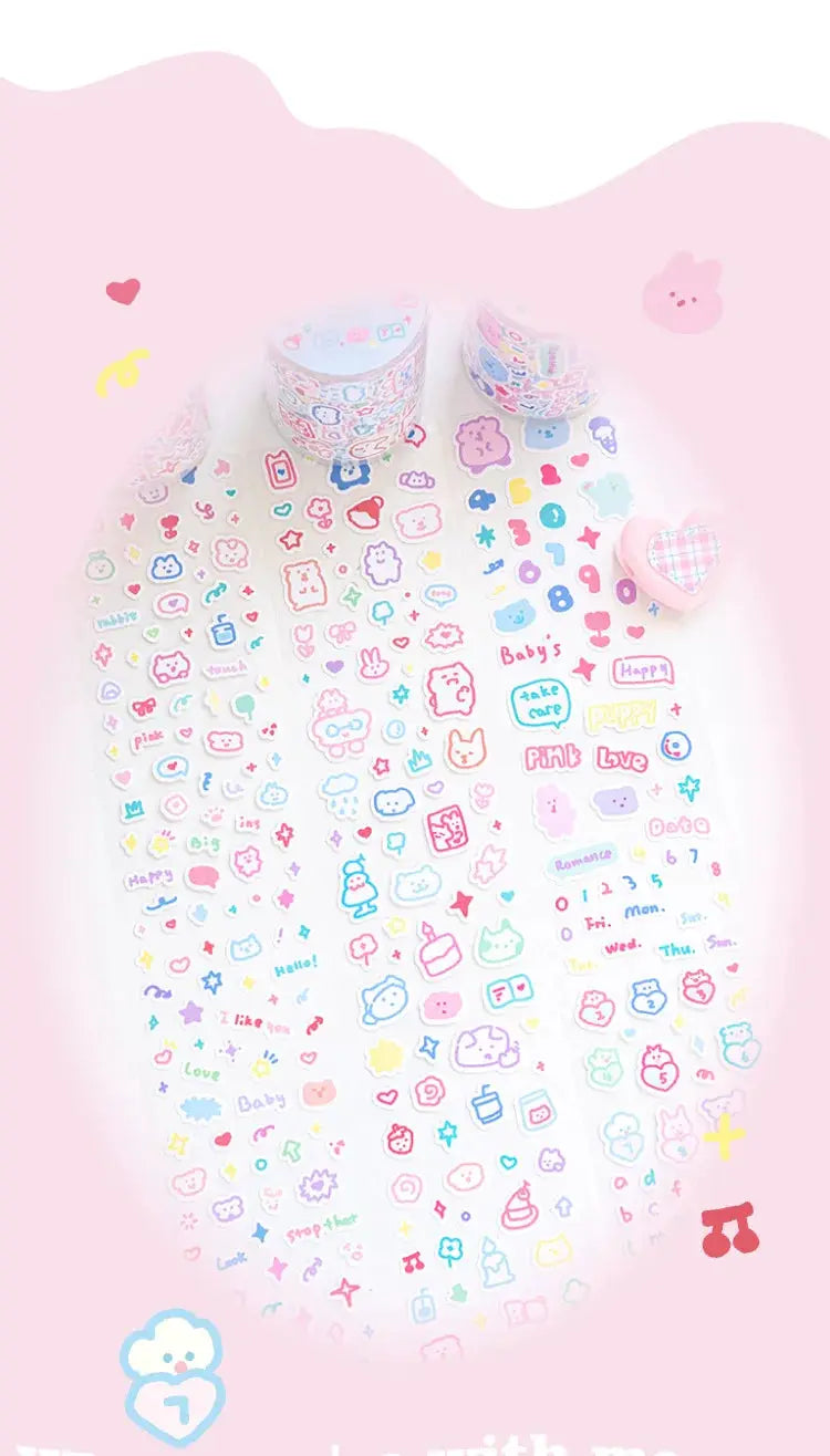 Mr.paper 200cm hand-drawn small-pattern tape rolls with pastel cute sticker designs for planners by Simples Market