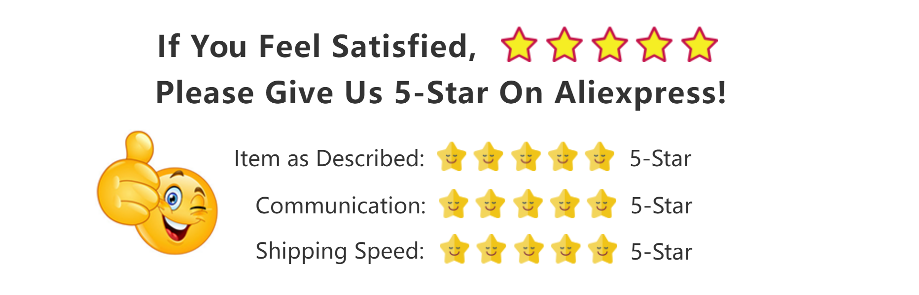 Shirt rating banner from Simples Market with five-star icons and a thumbs-up graphic