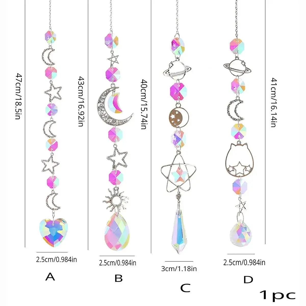 Galaxy Stars Moon Crystal Sun Catcher Hanging Decoration For Outdoor Garden Wall