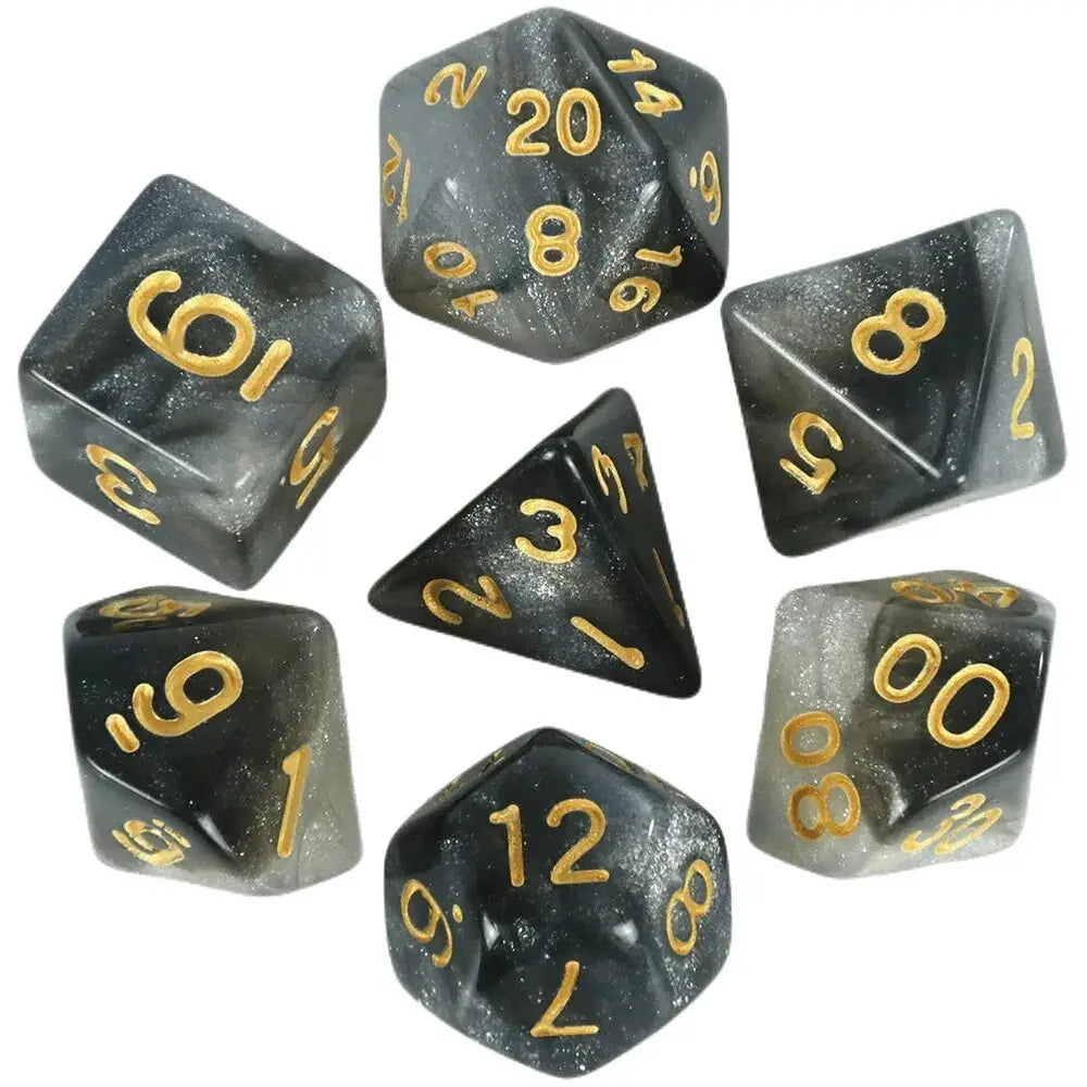 Galaxy Theme Polyhedral Dice Set For DnD With Cosmic Colorful Universe Effect Ideal For Adventurers