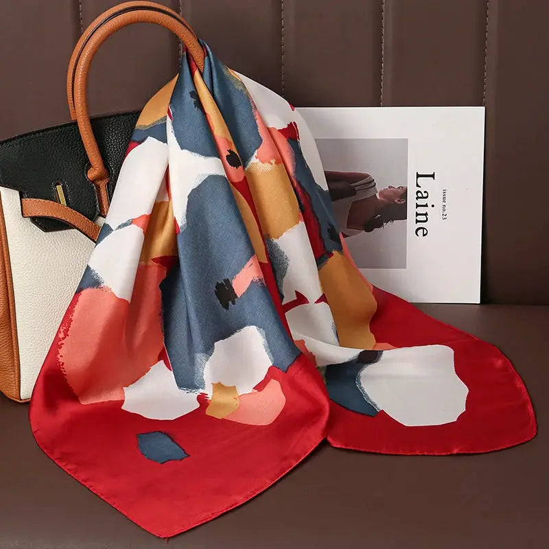 Luxe Silk Satin Square Scarf Silk Feel Finish Versatile Fashion Wrap For Shawl Hijab Neckerchief Hair Ribbon Headband