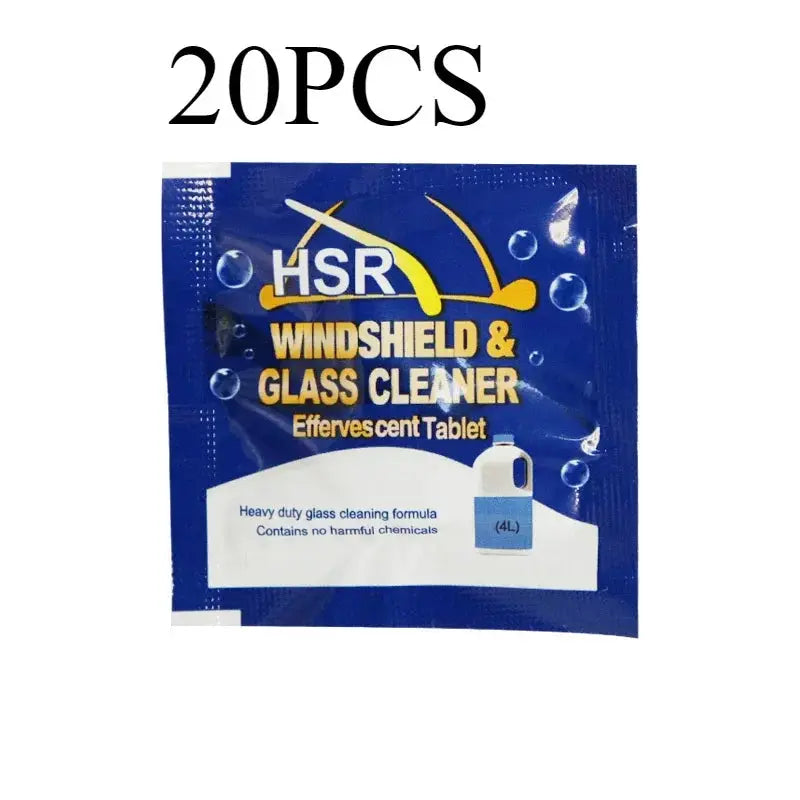 Blue packet of windshield and glass cleaner effervescent tablets, 20 pcs