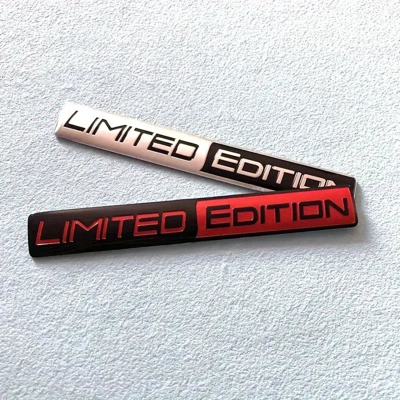 Limited Edition 3D metal emblems, 2pcs, silver and red on black for car or motorcycle rear trunk/side fender