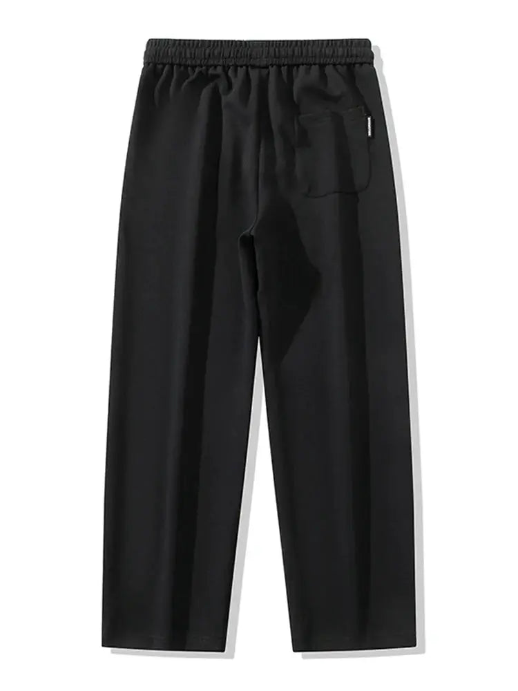 Men's black cotton track pants, wide-leg with drawstring, Simples Market 8XL