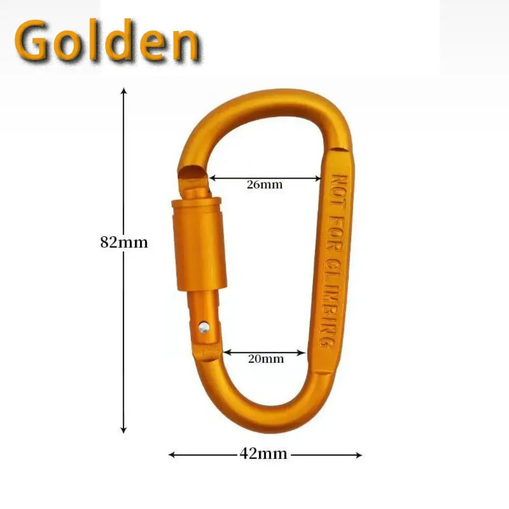 Simples Market outdoor aluminium alloy D-shaped carabiner keychain with lock, orange, not for climbing.