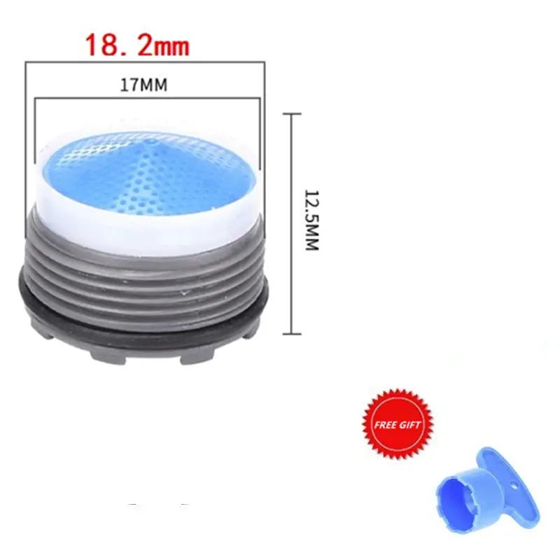 Faucet aerator adapter with blue mesh insert; water-saving, replaceable M24/M21/M18/M16 threads, Simples Market