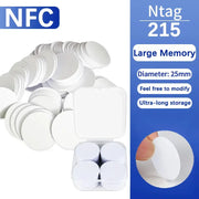 NTAG215 NFC Coin Card 25mm Waterproof PVC 13.56MHz ISO IEC 14443A Bonding Badge Tag