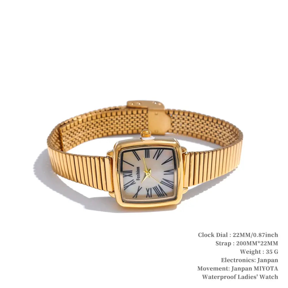 Yhpup Fashion Stainless Steel Ladies Watch With 18K Gold PVD Plating Japanese Movement 3 ATM Water Resistant