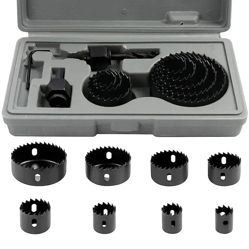 11 Piece Hole Saw Set Kit For Woodworking With Case 19mm To 64mm High Carbon Steel