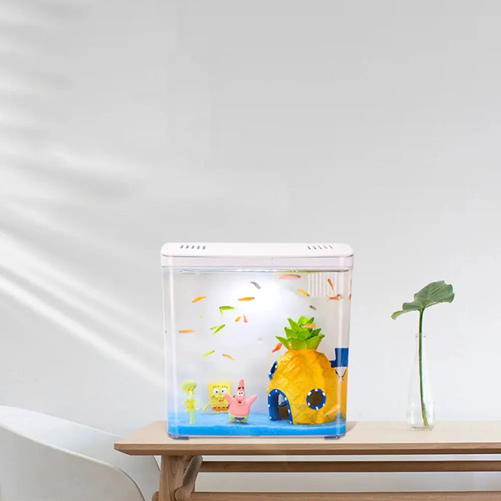 Desktop Ecological Mini Betta Fish Tank for Living Room and Desk Quiet Operation and LED Lighting
