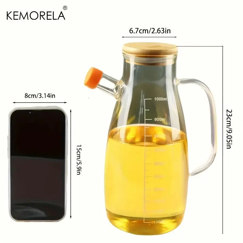 KEMORELA Glass Olive Oil Bottle 1 Pack Leak Proof Container For Kitchen And Outdoor Use