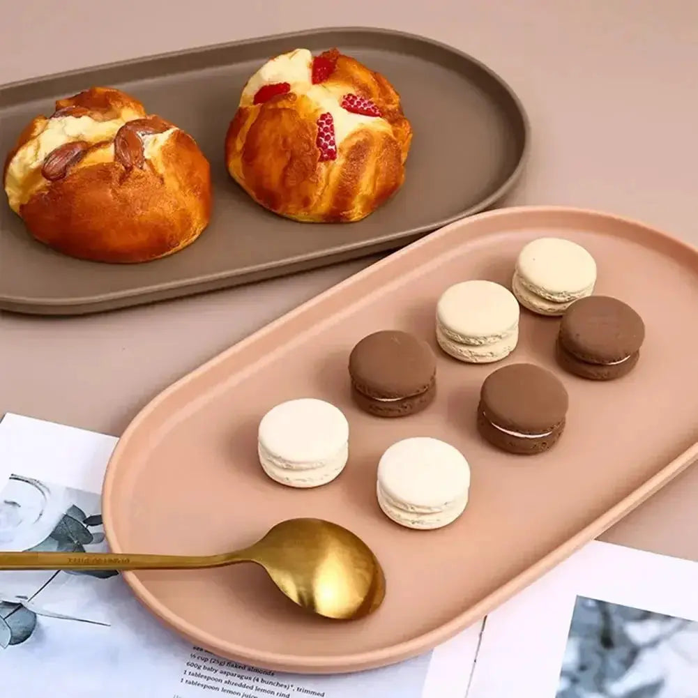 Stackable Oval Fruit Plate And Dessert Tray For Kitchen Reusable PP Serving Dish With Smooth Edge