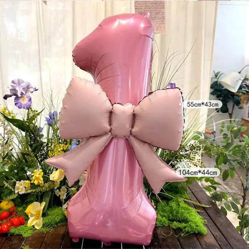 40 Inch Pink Digital Bowknot Aluminum Foil Balloons For Girls Wedding Birthday Party Decor Photo Props
