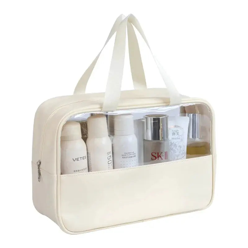 VoyageGlow Transparent Cosmetic Bag Large Capacity Waterproof Travel Makeup Organizer Clear PVC