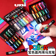 Uni Posca paint marker pens full set in vinyl case, assorted colors, water-based pigment ink