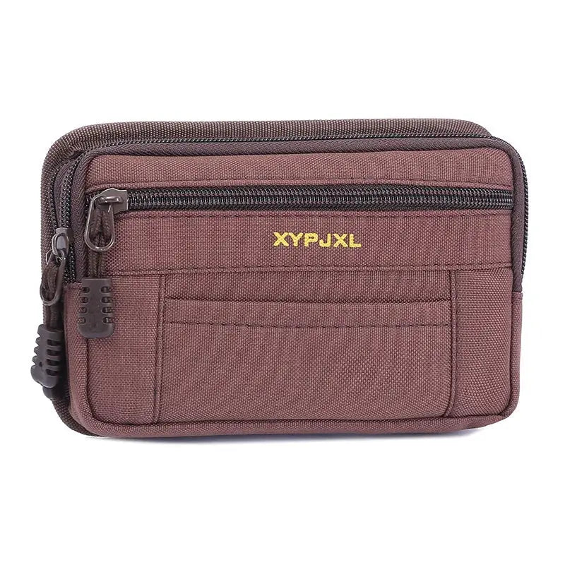 Men's brown waterproof nylon waist pack with MOLLE, Simples Market tactical bum bag for outdoor use