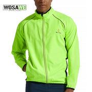 WOSAWE men's windproof water-repellent reflective cycling jacket, neon lime, long sleeve