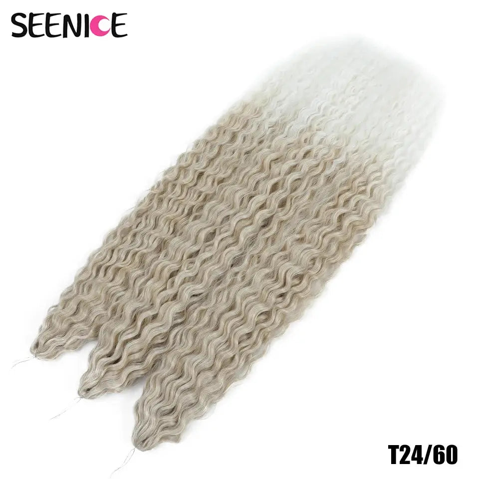 Seenice Ariel Curl Deep Twist Crochet Hair; ombre 24/60, 22in water-wave synthetic braids (2 bundles)