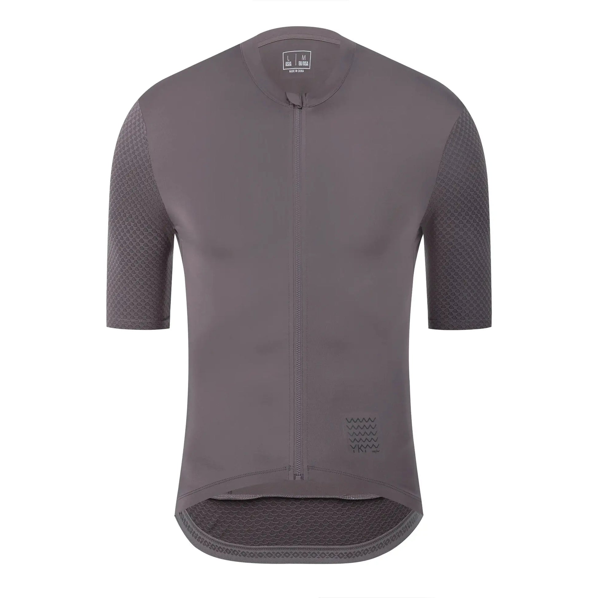 YKYWBIKE gray men's cycling jersey, short sleeves with breathable mesh panels and full zipper