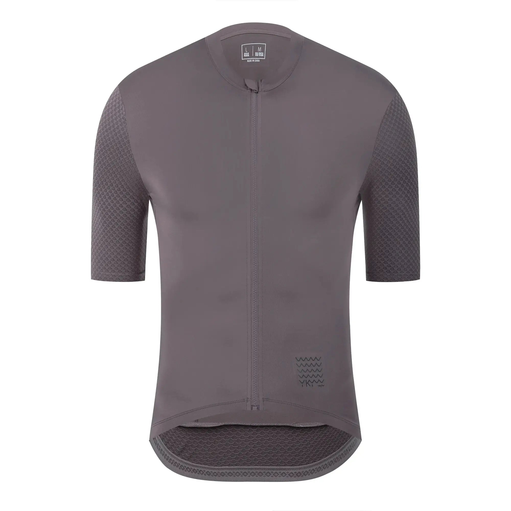 YKYWBIKE gray men's cycling jersey, short sleeves with breathable mesh panels and full zipper