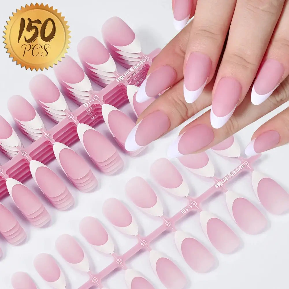 Nailuxe Light Pink Press On Nails Short To Medium Square Full Cover Tips 100 Piece Set For Hands And Feet