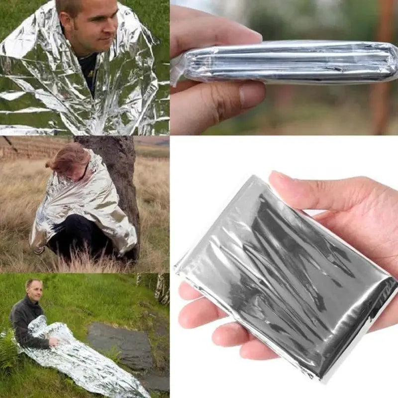 Emergency Mylar blanket from Simples Market, compact reflective foil pouch for outdoor survival and camping